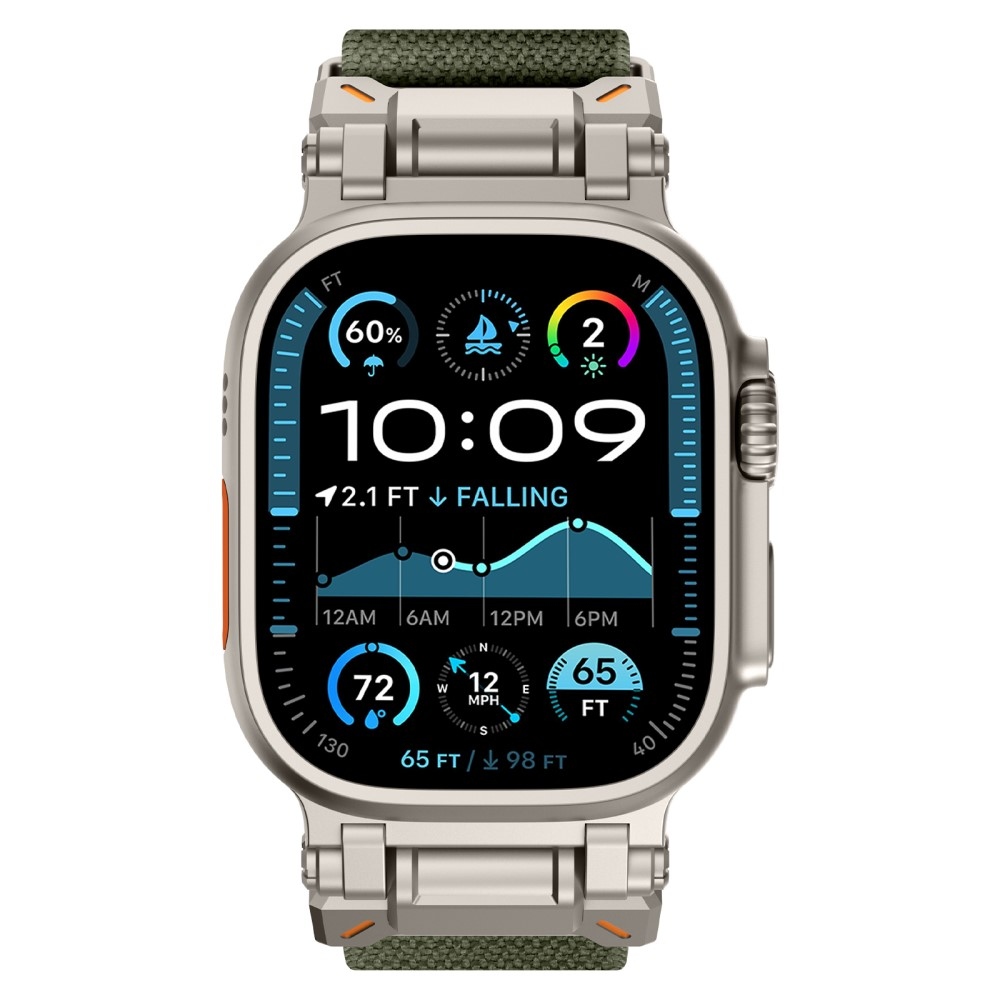 Titán nejlon szíj Apple Watch Ultra/Ultra 2 49mm/SE/SE 2022/2023 44mm/10 46mm/9/8/7 45mm/6/5/4 44mm/3/2/1 42 mm-es Apple Watch Ultra/Ultra 2 órához - zöld színű
