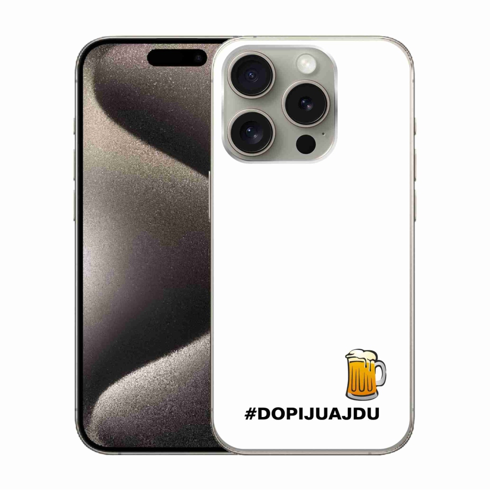 Gél borítás mmCase iPhone 15 Pro készülékhez - sör motívum 1 fehér háttér