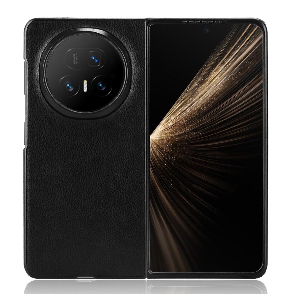 Vintages műanyag tok műbőrrel Honor Magic V5-hez - fekete