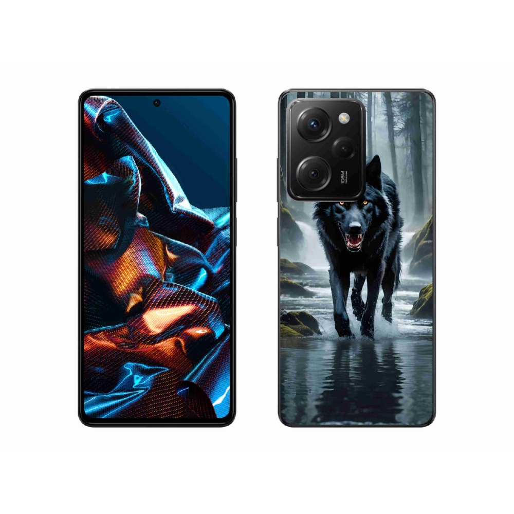 Zselés borítás mmCase a Xiaomi Poco X5 Pro 5G számára - fekete farkas