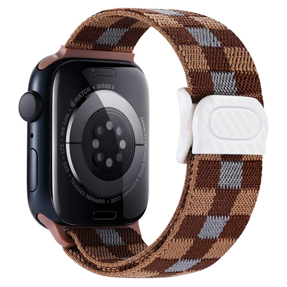 Fokozatos nejlon szíj Apple Watch Ultra/Ultra 2 49mm/SE/SE 2022/2023 44mm/9/8/7 45mm/6/5/4 44mm/3/2/1 42 mm-es Apple Watch Ultra/Ultra 2 órához - barna kockák
