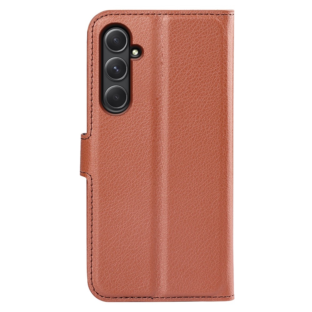 Litchi könyv tok Samsung Galaxy A55 5G - barna színben