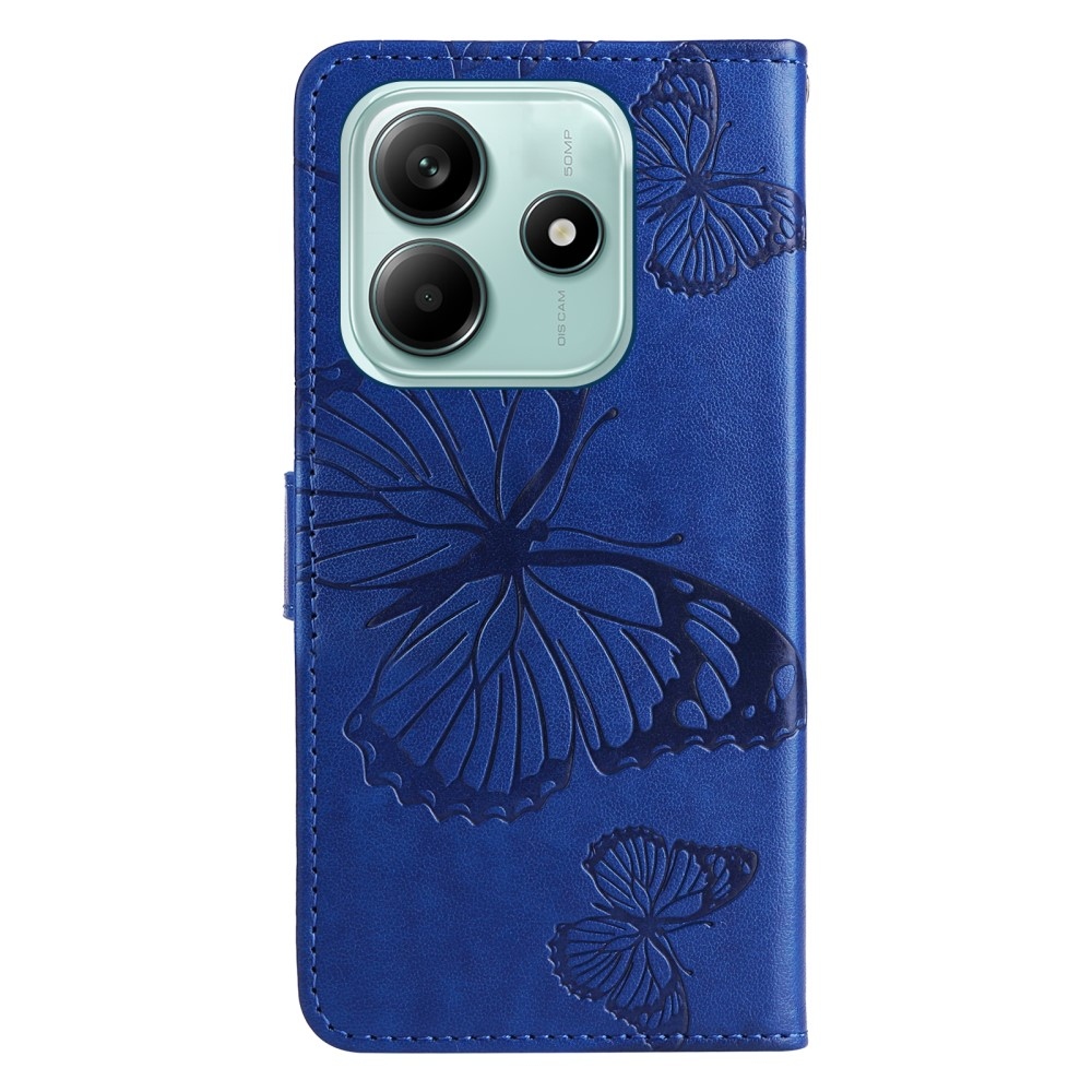 Nagy pillangó könyv tok a Xiaomi Redmi Note 14 5G-hez - kék