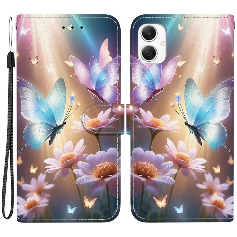 Sokoldalú könyvtáska Samsung Galaxy A06 4G készülékhez - pillangók és százszorszépek
