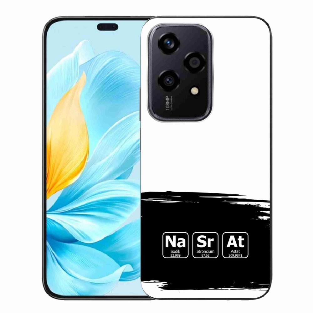 Gél borító mmCase a Honor 200 Lite 5G számára - kémiai elemek fekete és fehér háttérrel