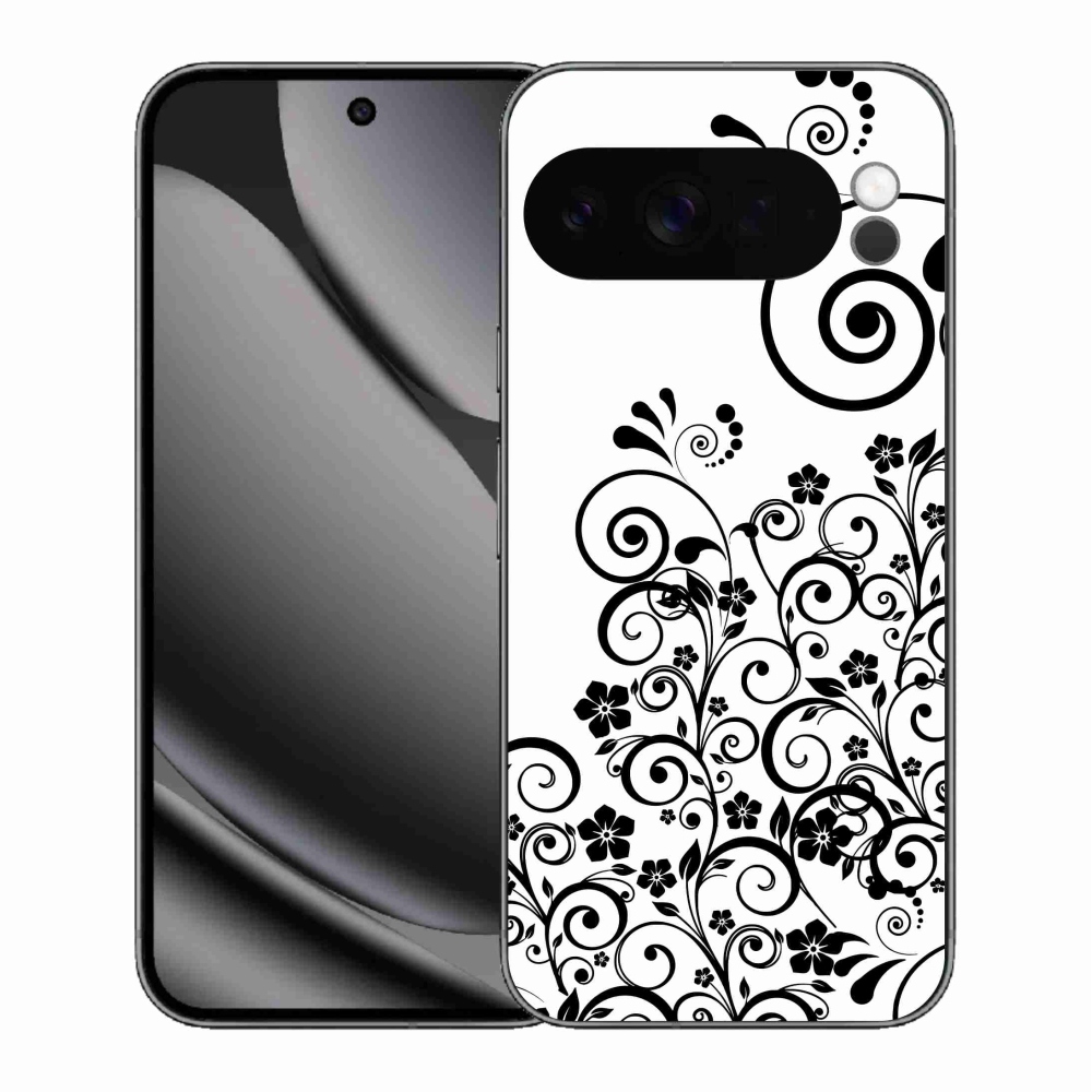 Zselés borítás mmCase a Google Pixel 10 Pro XL számára - fekete és fehér virágminták