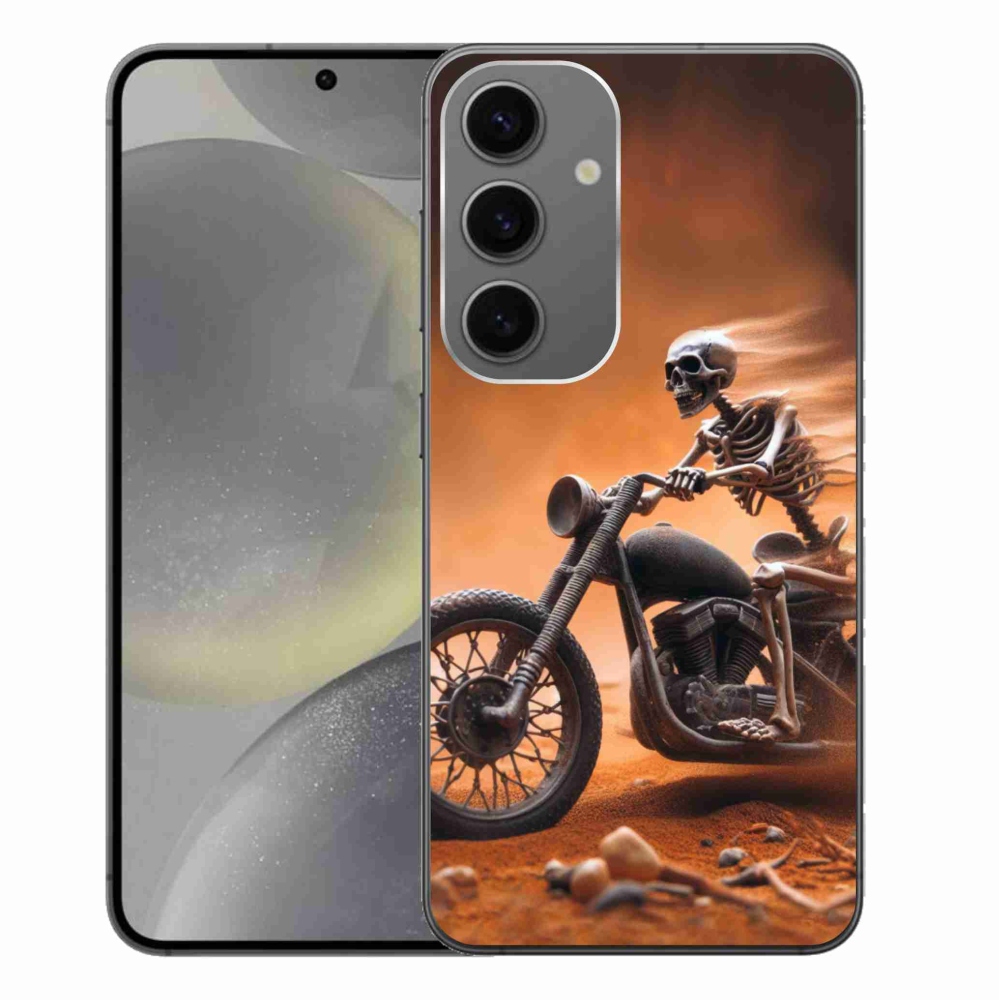 Gél borítás mmCase Samsung Galaxy S24+ készülékhez - csontváz egy motorkerékpáron
