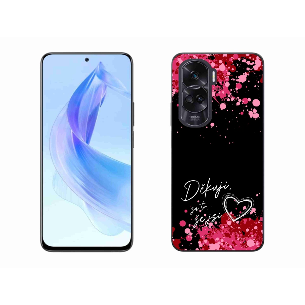 Gél borító mmCase a Honor 90 Lite készülékhez - szerelmes szöveg 2 fekete háttér