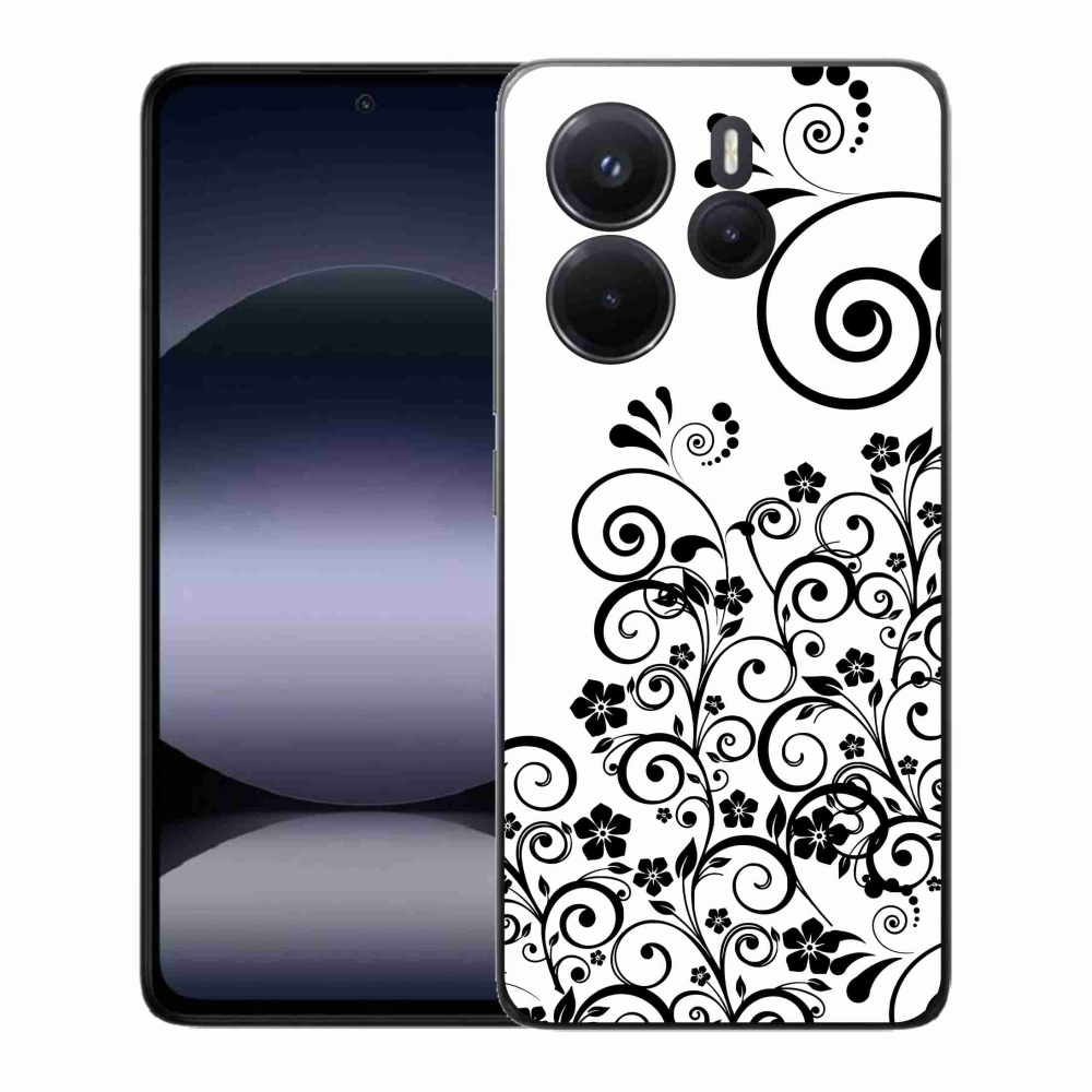 Gél borító mmCase a Xiaomi Redmi Note 14-hez - fekete és fehér virágmintás