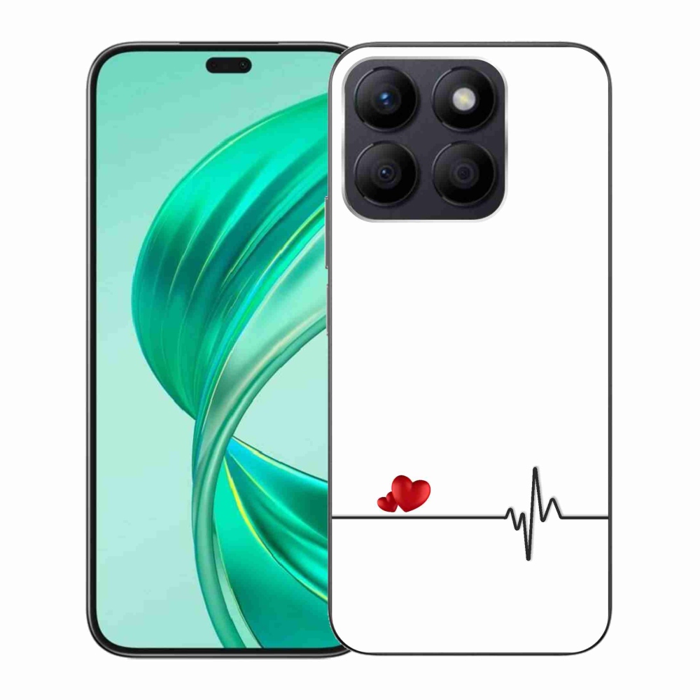 Gél borító mmCase a Honor X8b készülékhez - szív és szívverés fehér háttérrel