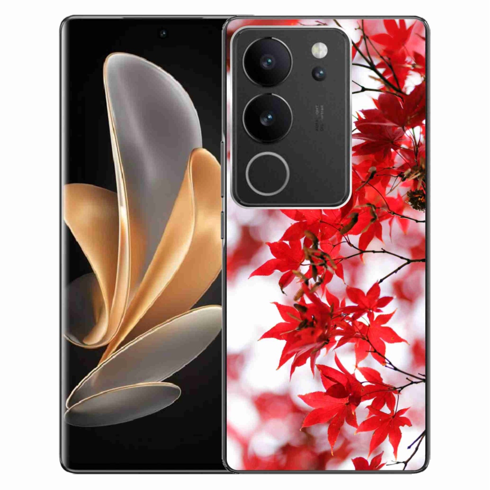 Zselés borítás mmCase a Vivo V29 5G-hez - piros levelek