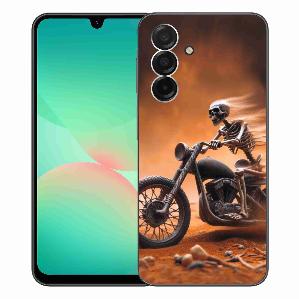 Gél borító mmCase Samsung Galaxy A26 5G - csontváz egy motorkerékpáron