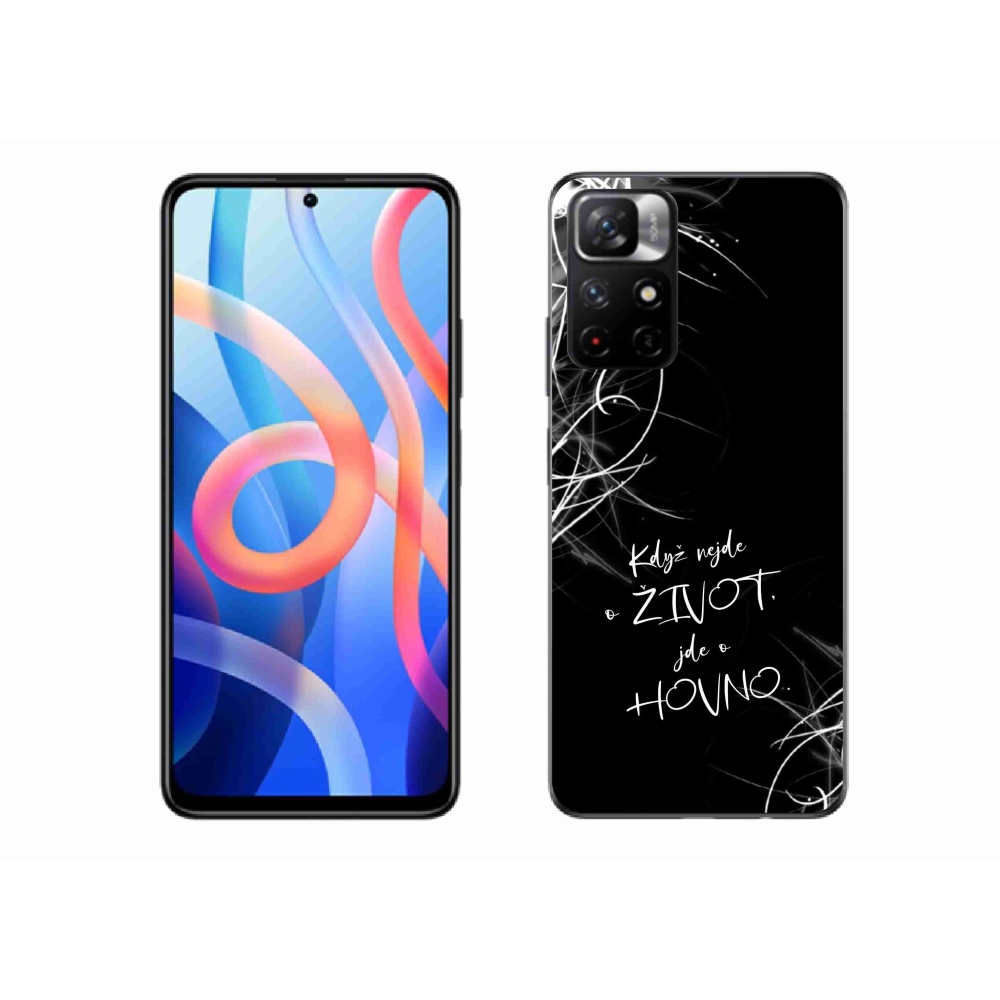 Gél borító mmCase a Xiaomi Redmi Note 11S 5G-hez - vicces szöveg 16 fekete háttérrel