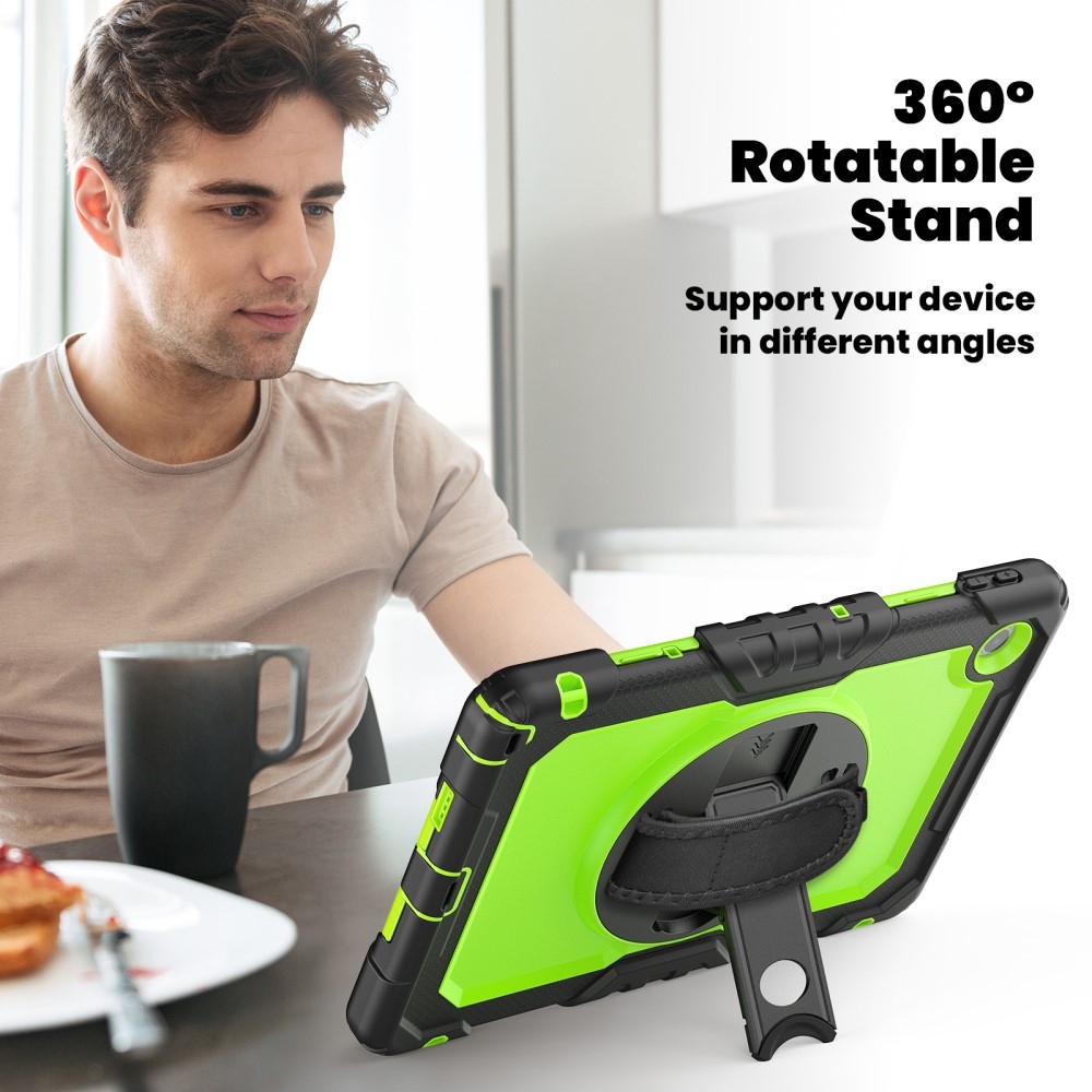 Strap Tartós borító kéztartóval és vállpánttal Lenovo Tab 10.1 (2025) - Fekete/Zöld