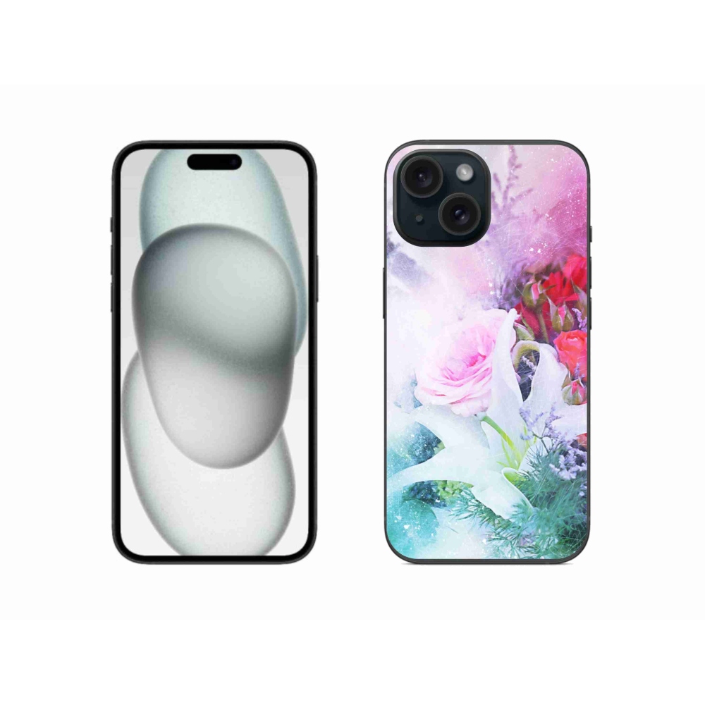 Zselés borítás mmCase iPhone 15-hez - virágok 4