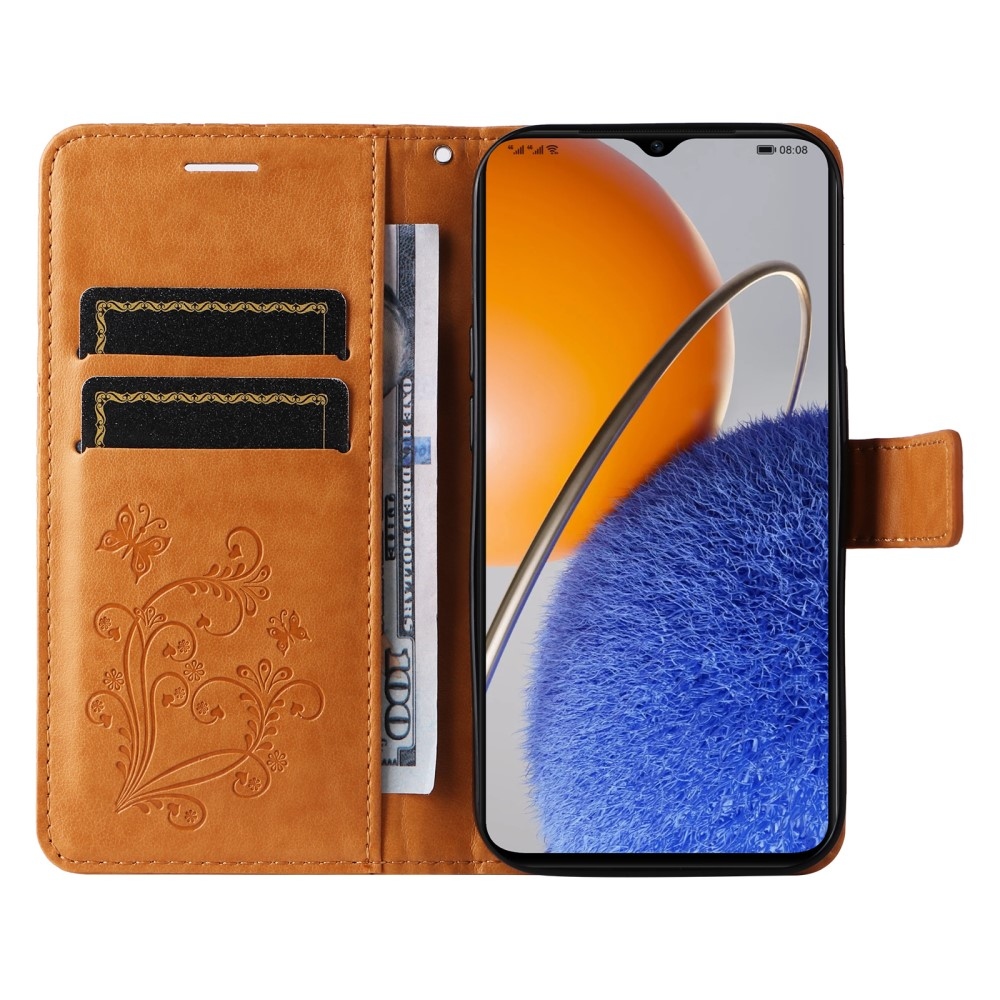 Nagy pillangó könyv tok Huawei Nova Y61-hez - sárga