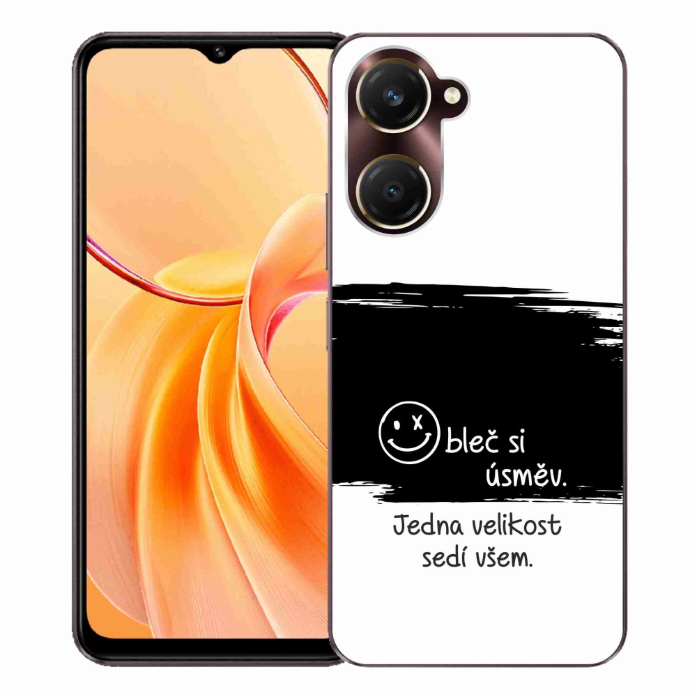 Gél borító mmCase a Vivo Y28s 5G-hez - vicces szöveg 8 fekete-fehér háttérrel