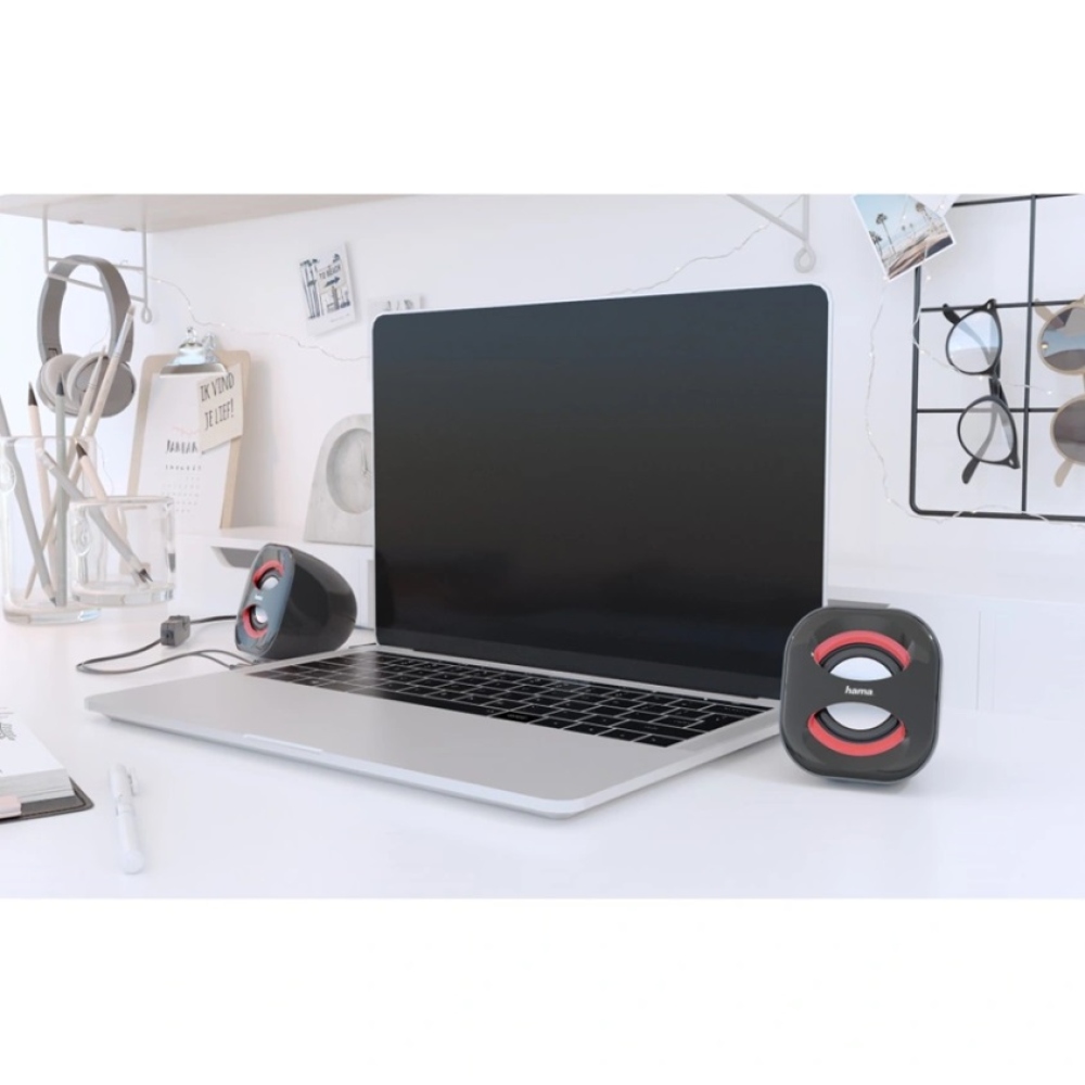 Hama Laptop hangszórók Sonic Mobil 183 - Fekete/piros