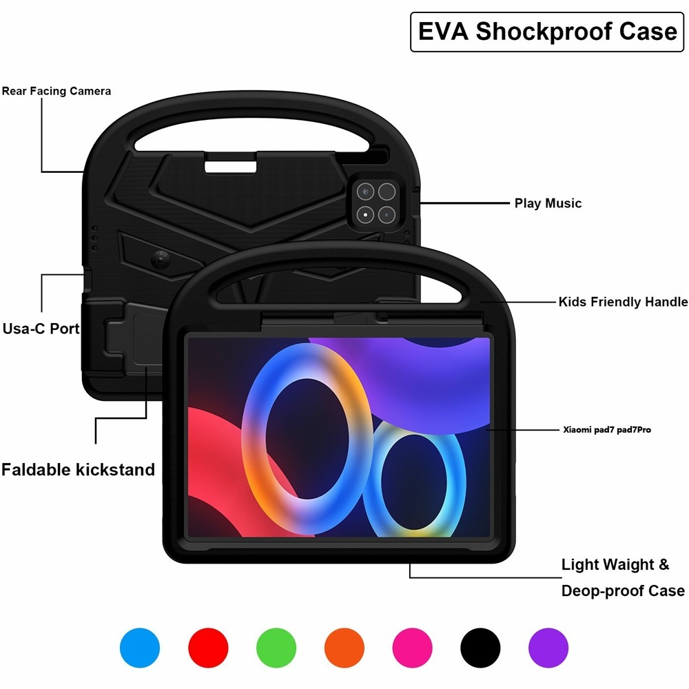 Fogantyú EVA tartós tok markolattal Xiaomi Pad 8/8 Pro/7/7/7 Pro táblagéphez - fekete