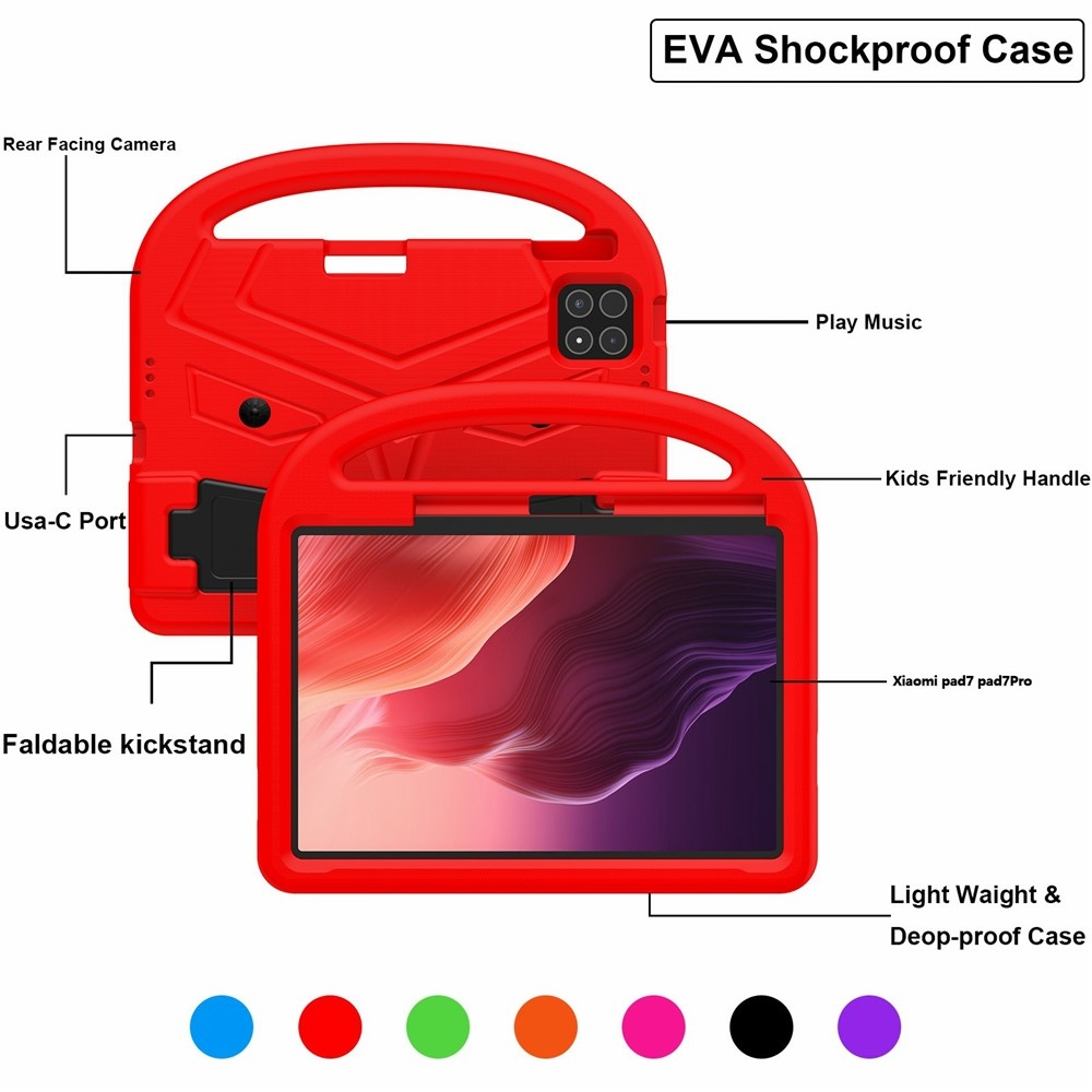Fogantyú EVA tartós tok markolattal Xiaomi Pad 8/8 Pro/7/7/7 Pro tablethez - piros