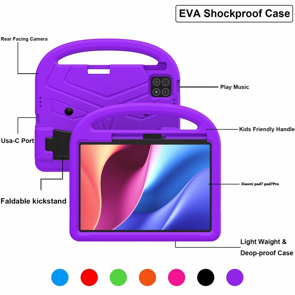 Fogantyú EVA tartós tok markolattal Xiaomi Pad 8/8 Pro/7/7/7 Pro tablethez - lila