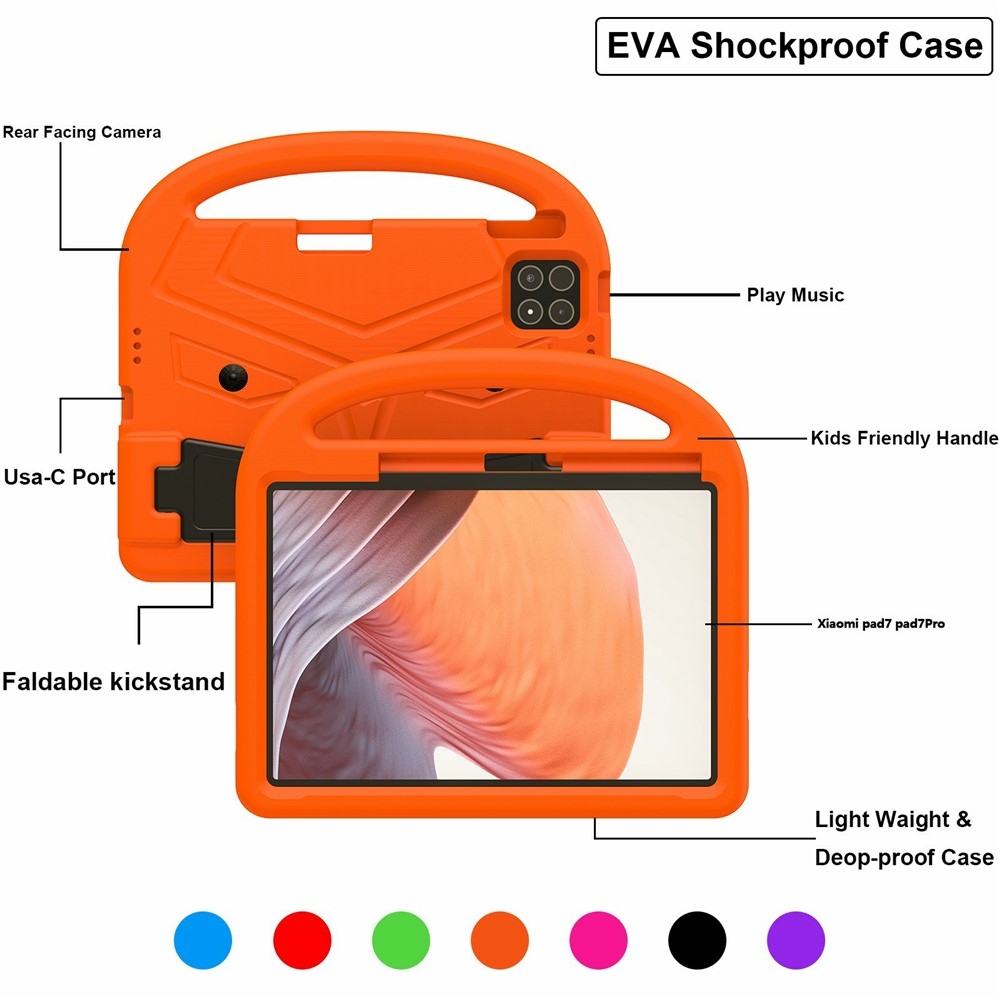 Fogantyú EVA tartós tok markolattal Xiaomi Pad 8/8 Pro/7/7/7 Pro táblagéphez - narancssárga színben