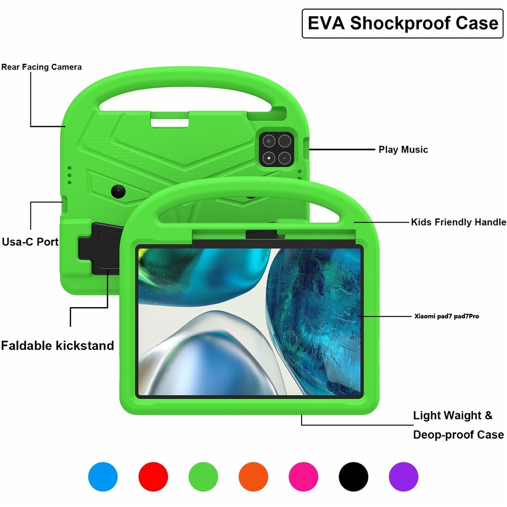 Fogantyú EVA tartós tok markolattal Xiaomi Pad 8/8 Pro/7/7/7 Pro táblagéphez - zöld