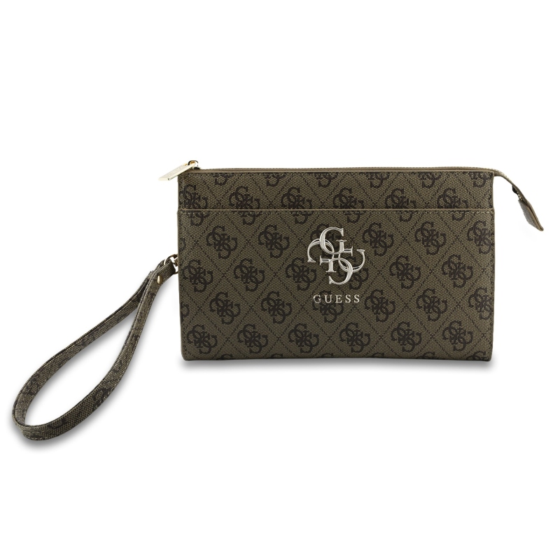 Guess PU 4G fém logós telefon táska barna