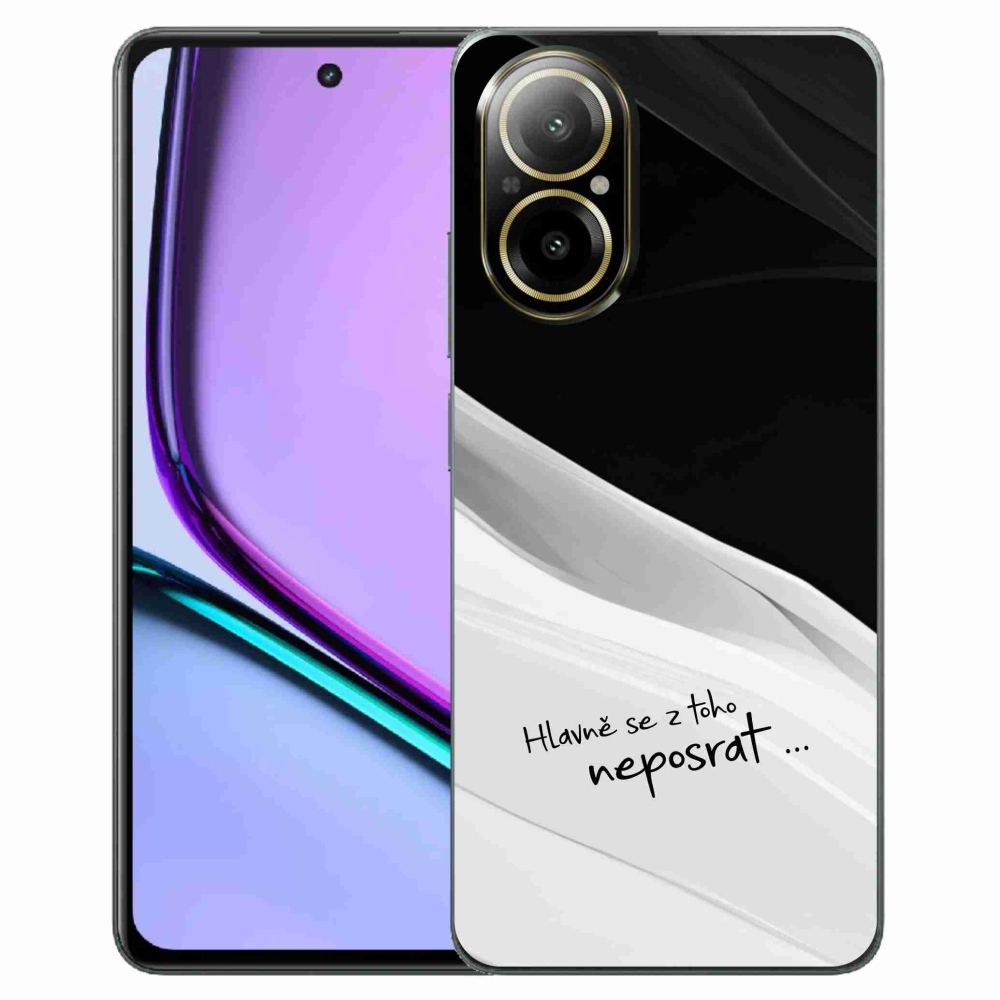 Gél borító mmCase a Realme C67 készülékhez - vicces szöveg 13 fekete és fehér háttérrel