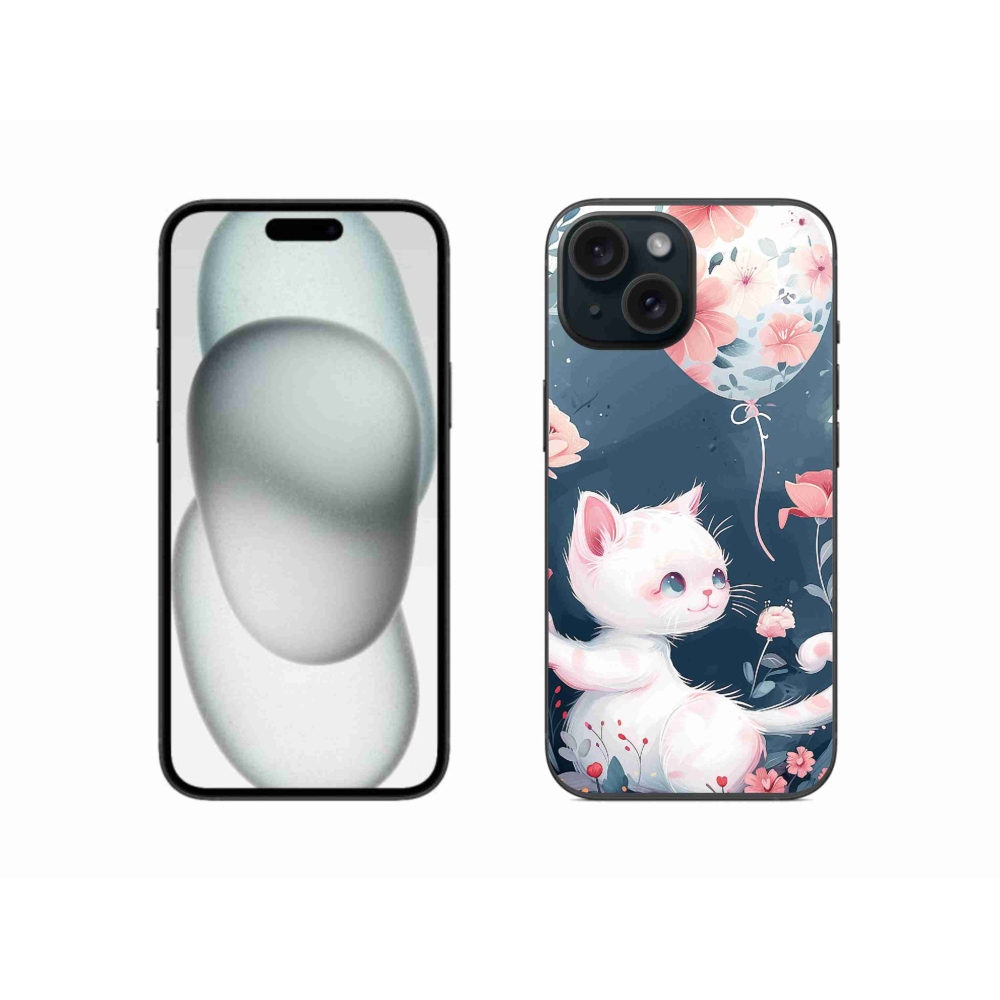 Gél borítás mmCase iPhone 15 készülékhez - cica lufival