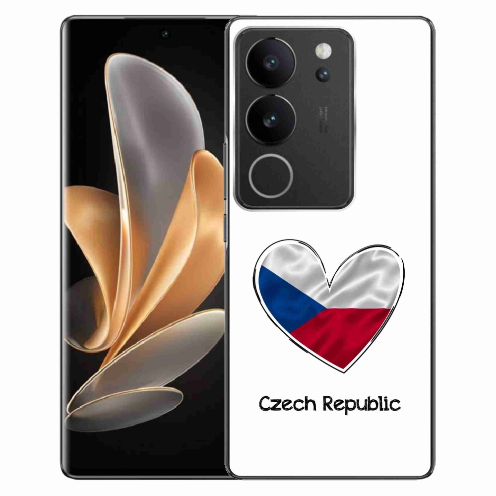 Gél borító mmCase a Vivo V29 5G - zászló szív fehér háttérrel