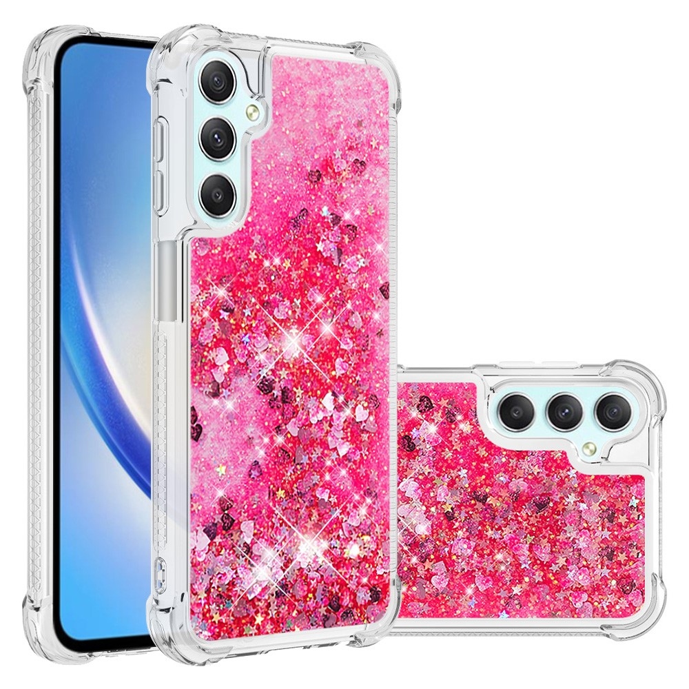 Glitter homokóra zselés tok Samsung Galaxy A24 készülékhez - rózsaszín/szívek