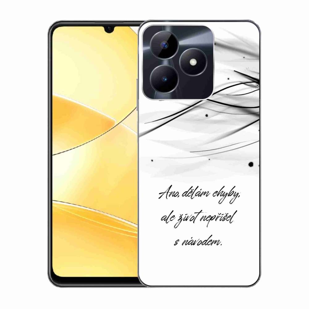 Zselés borító mmCase a Realme C51/C53 készülékhez - idézet fehér háttérrel
