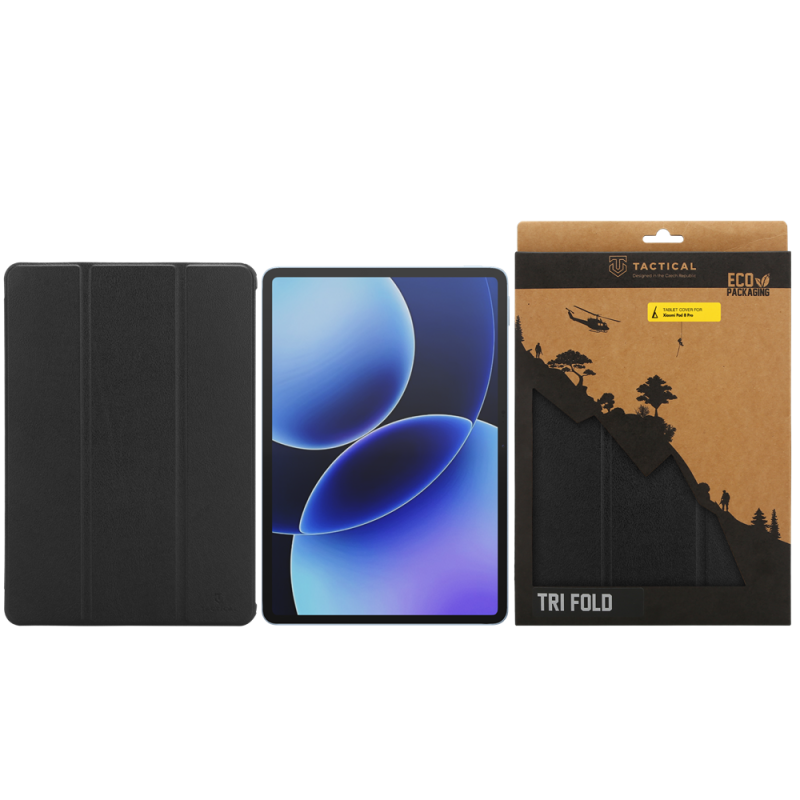 Taktikai könyv Tri Fold Case for Xiaomi Pad 8 Pro Fekete