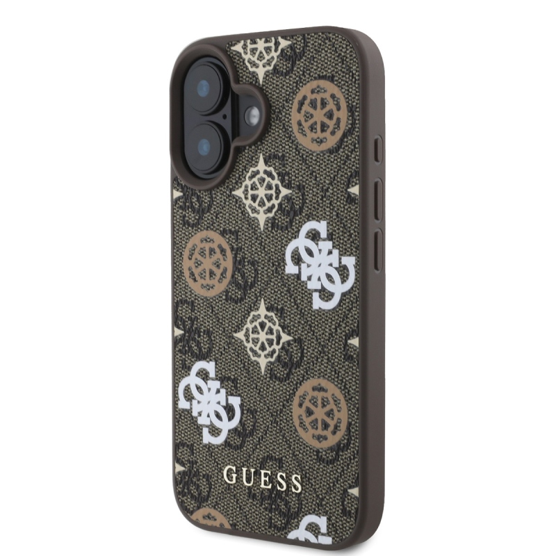 Guess PU 4G Peony MagSafe hátlap iPhone 16-hoz Barna barna