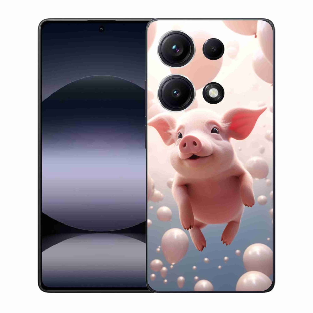 Gél borító mmCase a Xiaomi Redmi Note 14S-hez - malac lufikkal