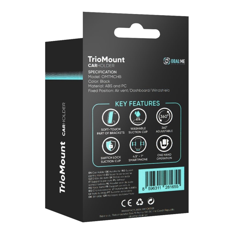 Csomag:ME TrioMount autós tartó fekete
