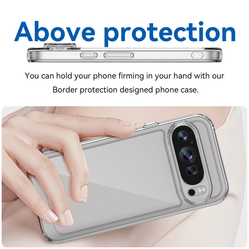 Gél tok kemény hátlappal a Google Pixel 9/9 Pro számára - átlátszó