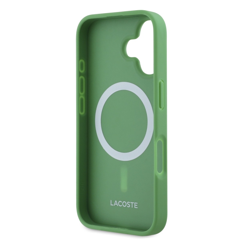 Lacoste Iconic Petit Pique Woven Logo MagSafe hátlap iPhone 16 Plus készülékhez Zöld
