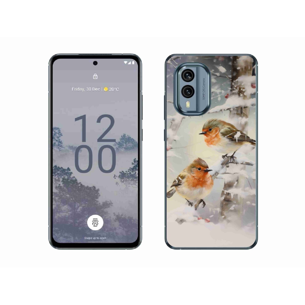 Zselés borítás mmCase a Nokia X30 5G készülékhez - madarak télen
