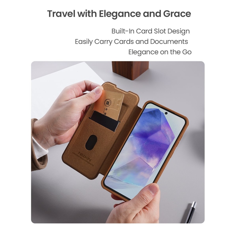 Nillkin Qin Book PRO tok a Samsung Galaxy A56 5G fekete tokhoz