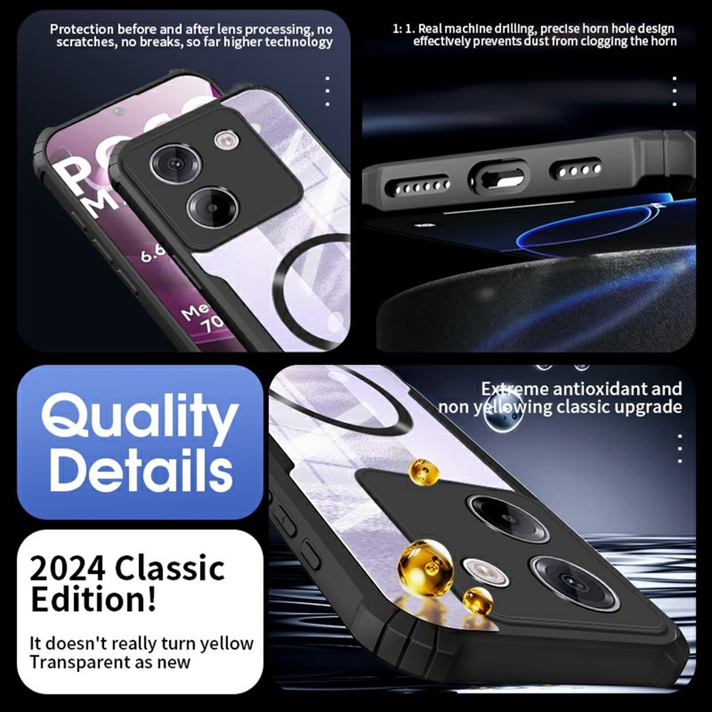 Tartós védőburkolat MagSafe támogatással a Xiaomi Poco M7 Pro 5G készülékhez - fekete