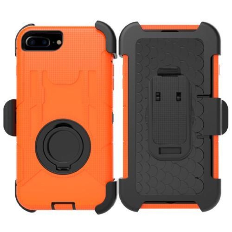 Nagy teherbírású hibrid tok iPhone 7 Plus és 8 Plus készülékhez - narancssárga színű
