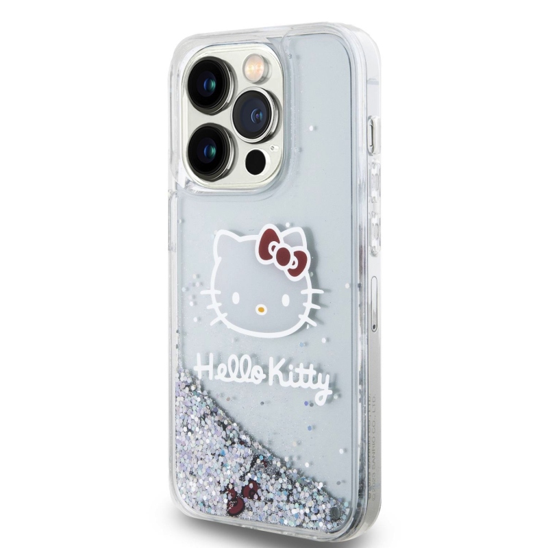 Hello Kitty folyékony csillogó galvanizáló fej logó hátlap iPhone 13 Pro - átlátszó