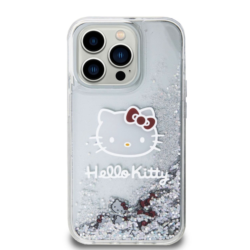 Hello Kitty folyékony csillogó galvanizáló fej logó hátlap iPhone 13 Pro - átlátszó