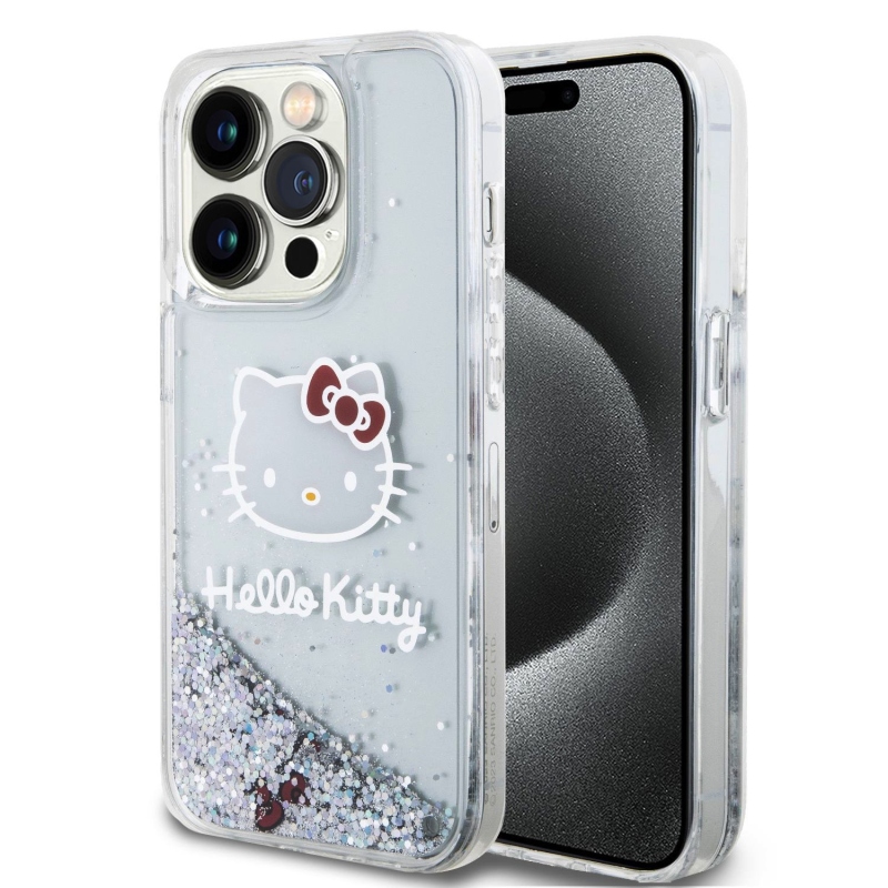 Hello Kitty folyékony csillogó galvanizáló fej logó hátlap iPhone 13 Pro - átlátszó