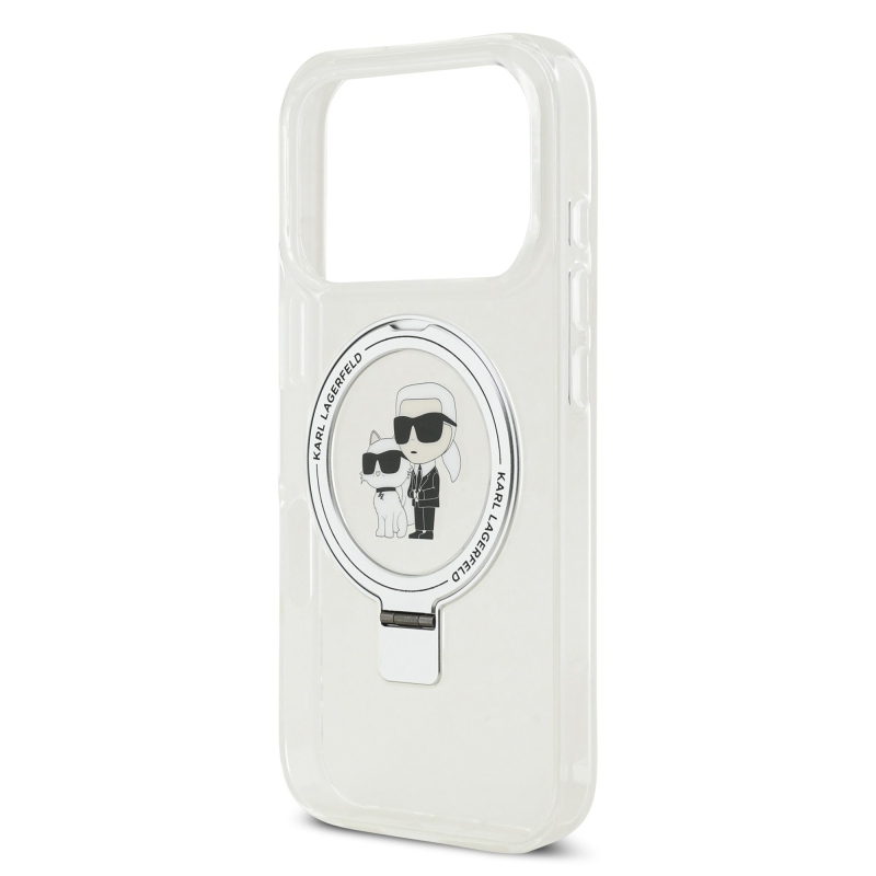 Karl Lagerfeld Ringstand Karl és Choupette MagSafe hátlapi borító iPhone 17 Pro fehér színhez