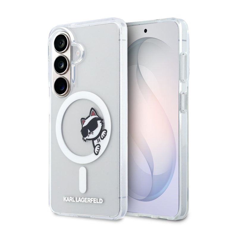 Karl Lagerfeld IML Choupette Peekaboo Logo mágneses hátlap a Samsung Galaxy S26+ átlátszóhoz