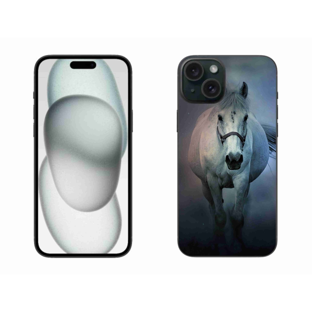 Gél tok mmCase iPhone 15 Plus készülékhez - futó fehér ló