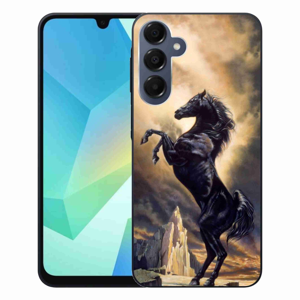 Zselés borítás mmCase Samsung Galaxy A16 4G/5G - fekete rajzfilm lóhoz